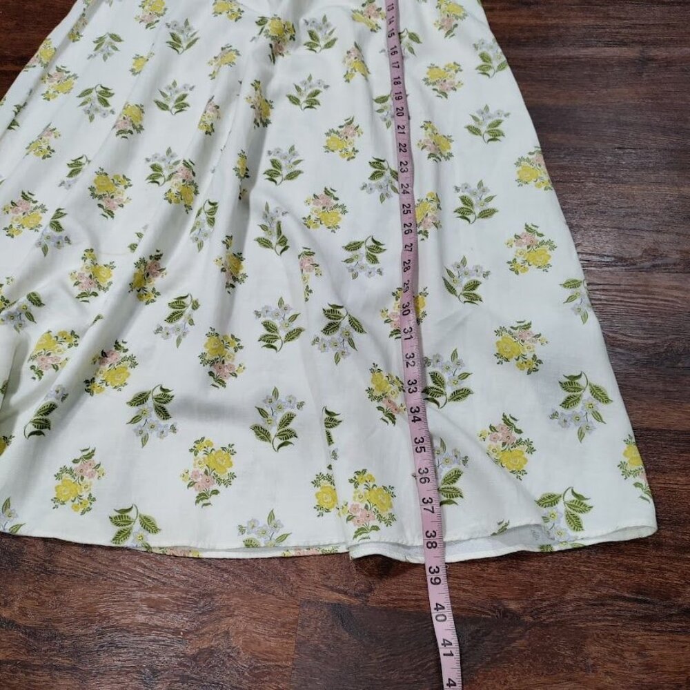Zara Whimsy Boho Casual Festival Twee Y2K Floral Print Midi Dress Ivory Size L - Picture 9 of 10